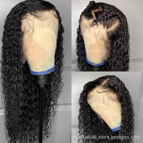 Deep wave kinky curly lace frontal wig brazilian hair virgin human hair wigs for black women